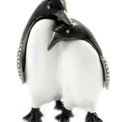 Coffret à Bijoux 'Couple Pingouins' Noir Blanc Orange - [L9212]
