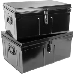 Lot De 2 Coffres En Métal Habitat Noir.