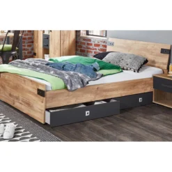 Lot De 2 Tiroirs Imitation Chêne Poutre, Rechampis Graphite - 100 X 1...