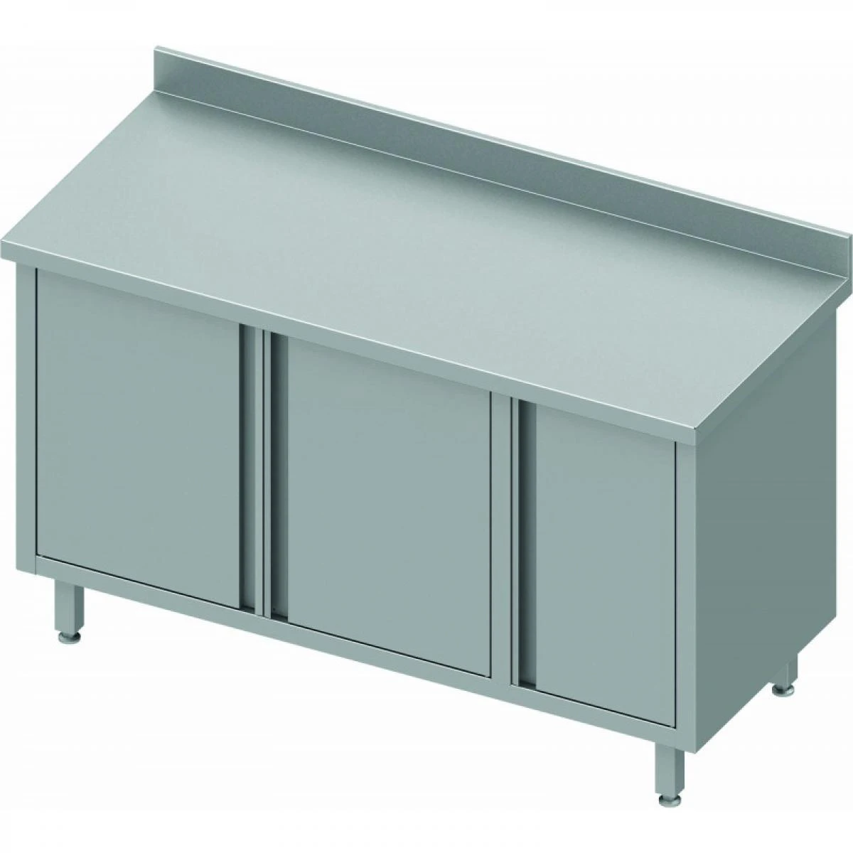 Meuble Bas Inox Adossé - Cloison - Petit Placard à Droite - Gamme 70...