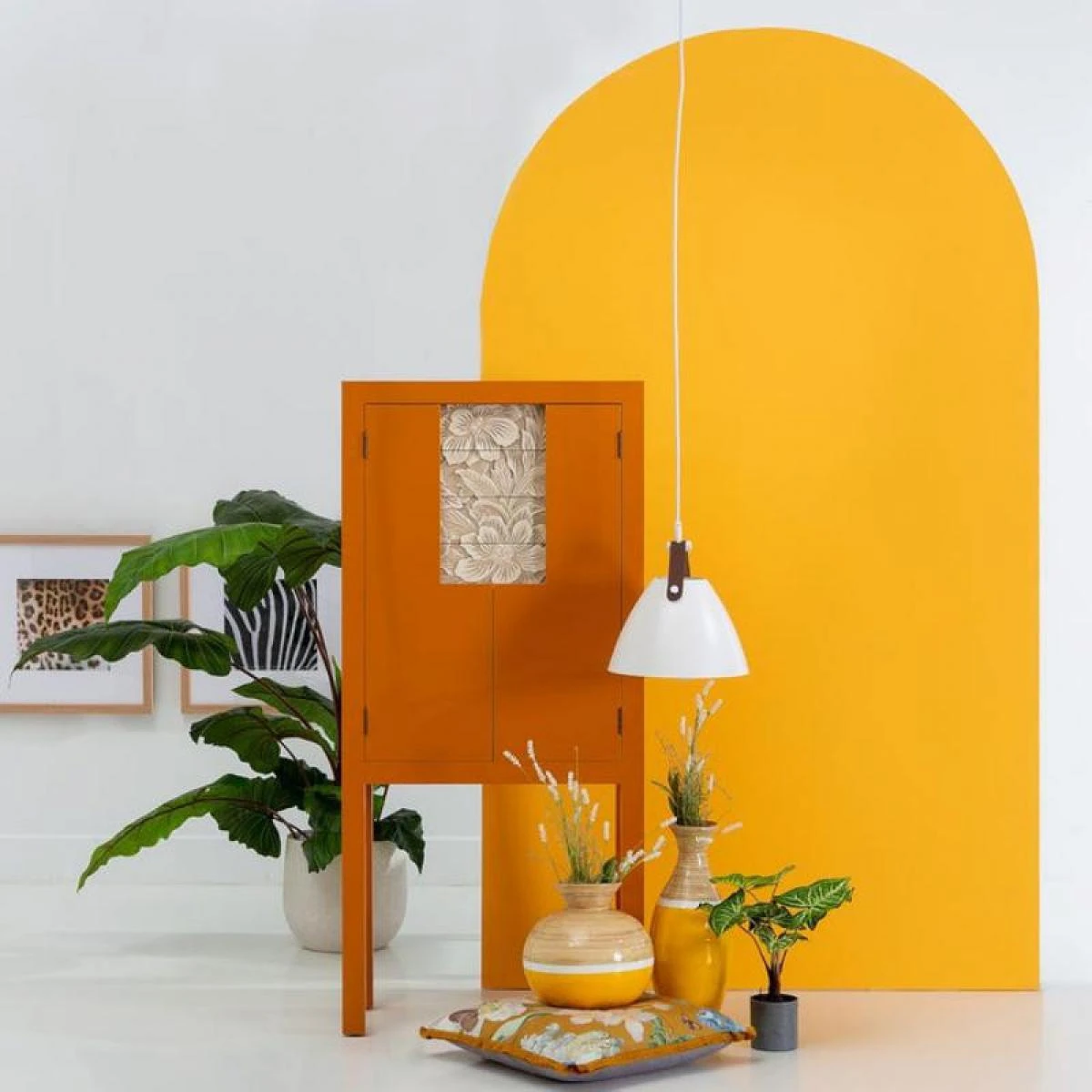 Meuble D'entrée 2 Portes 4 Tiroirs Bois/Orange - QINGDAO – Image 2