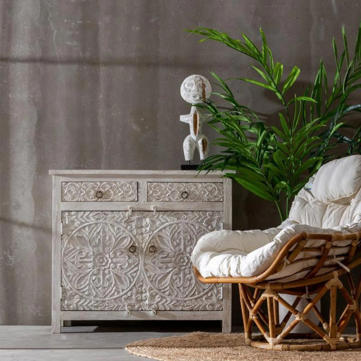 Meuble D'entrée Bois Blanchi - ARGENTINO – Image 2