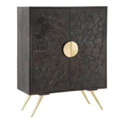 Meuble D'entrée Bois Marron/Or - TIMLY