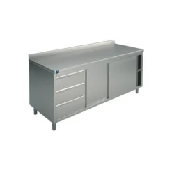 Meuble Inox Avec Tiroir Et Dosseret - Gamme 600 - Virtus - 1500x600 X6...
