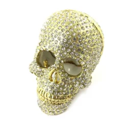 Coffret à Bijoux 'Tête De Mort' Blanc Doré - 60 Mm - [N5760]