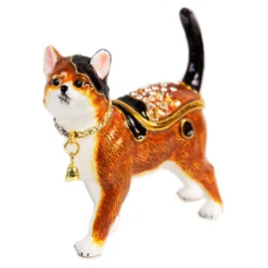 Coffret à Bijoux 'Chat' Marron Noir - 70x70 Mm - [Q3862]