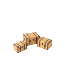 Set De 3 Coffre Rectangulaire Bois Beige/Marron Taille S - L 22 X L 36...