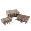 Set De 3 Coffre Velours/ Satin Beige - L 39 X L 27 X H 14 Cm