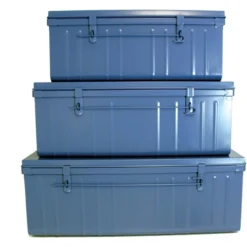 Set De 3 Malles En Acier Habitat 80 - 90 Et 100 Cm Bleu.