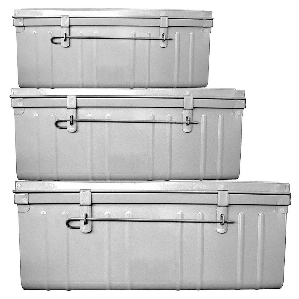Set De 3 Malles En Acier Habitat 80 - 90 Et 100 Cm Bleu. 2 Set De 3 Malles En Acier Habitat 80 - 90 Et 100 Cm Bleu. – Image 2