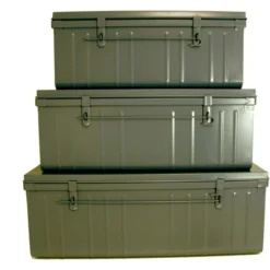 Set De 3 Malles En Acier Habitat 80 - 90 Et 100 Cm Kaki.