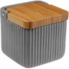 Versa Sucrier En Porcelaine Avec Couvercle En Bambou Gris