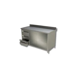 Table Sur Armoire Ouverte Avec 1 Etagere Et 3 Tiroirs A Gauche + Dosse...