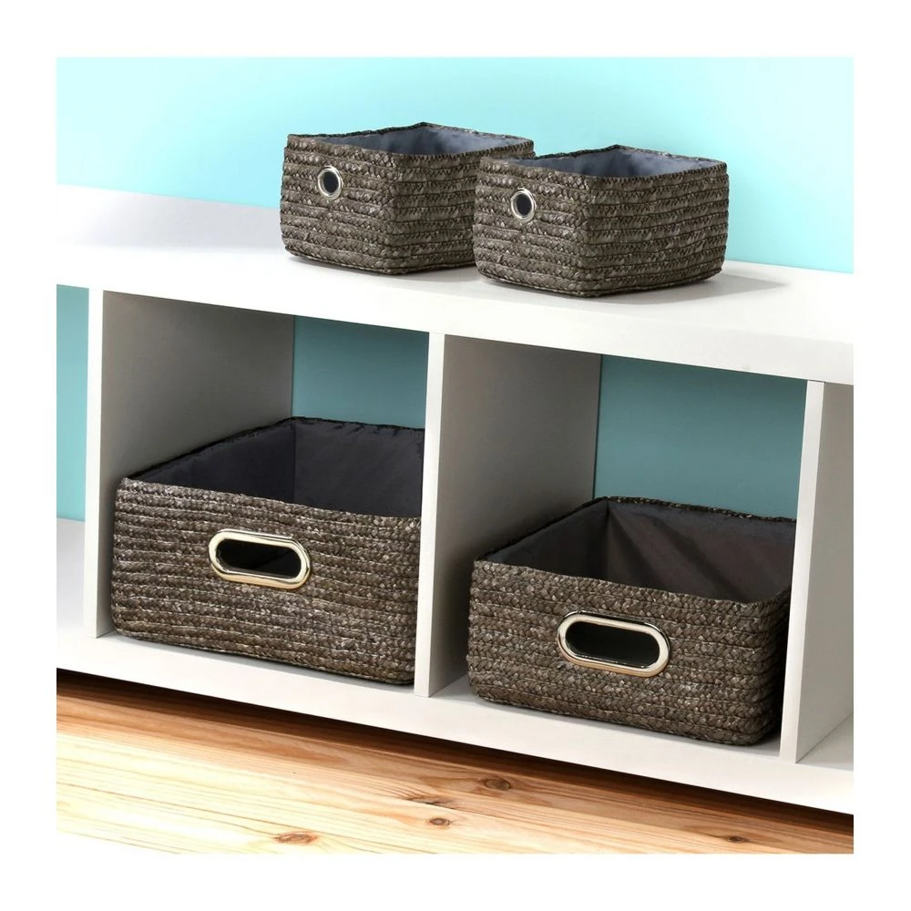 Tiroir En Paille Tressé Gris Foncé Vendu Par 4