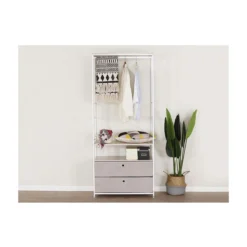 Vestiaire STANFORD Avec Rangements - Métal - Blanc Et Beige