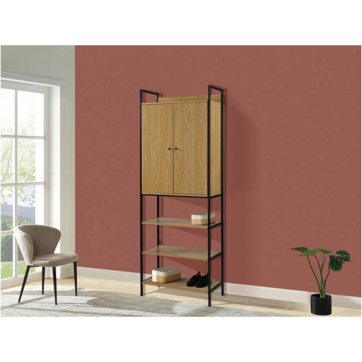 Vestiaire TAPORA - 2 Portes, 3 étagères Et 1 Penderie - Coloris : Ch... 2 Vestiaire TAPORA - 2 Portes, 3 étagères Et 1 Penderie - Coloris : Ch... – Image 2
