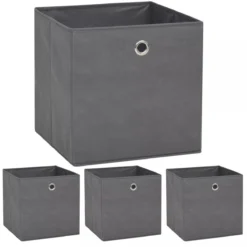 VidaXL Boîte De Rangement 4 Pcs Tissu Non-tissé 32 X 32 X 32 Cm Gris