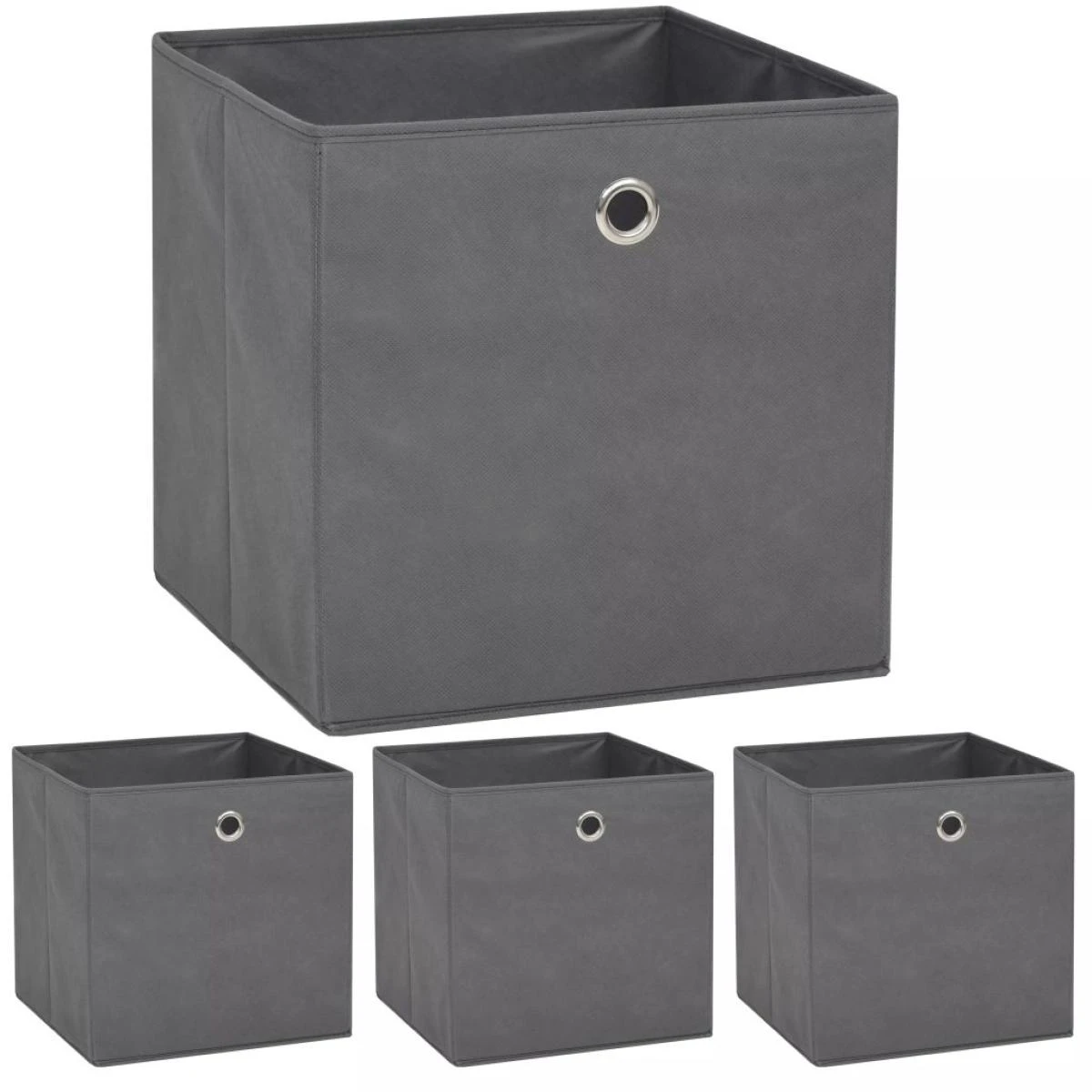 VidaXL Boîte De Rangement 4 Pcs Tissu Non-tissé 32 X 32 X 32 Cm Gris