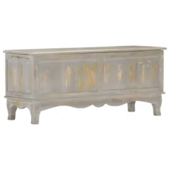 VidaXL Boîte De Rangement Gris 100x38x45 Cm Bois De Manguier Solide