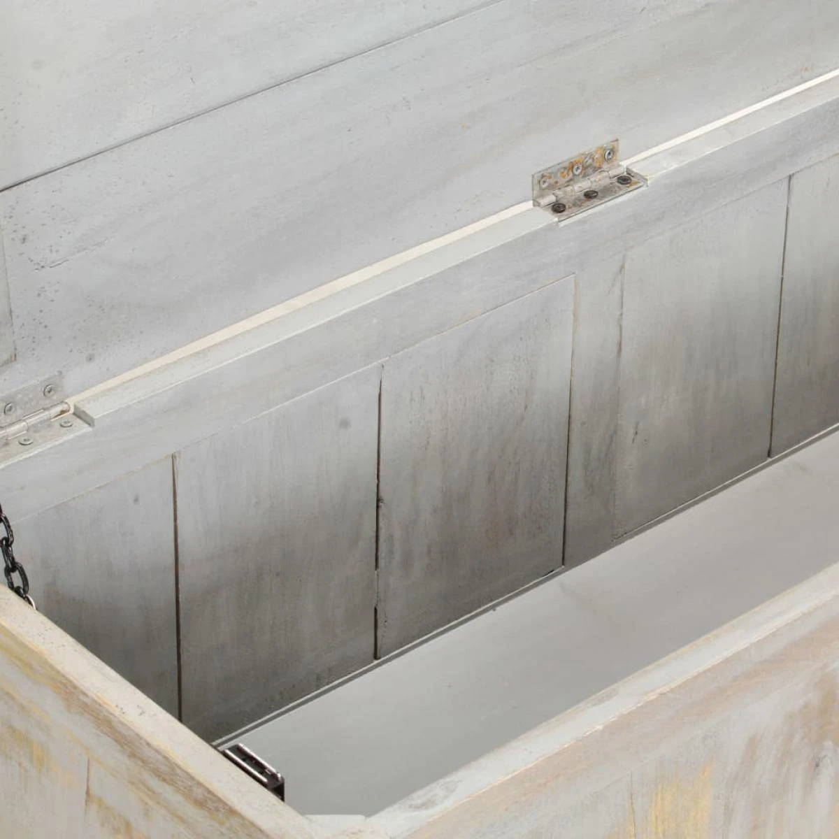 VidaXL Boîte De Rangement Gris 100x38x45 Cm Bois De Manguier Solide – Image 2