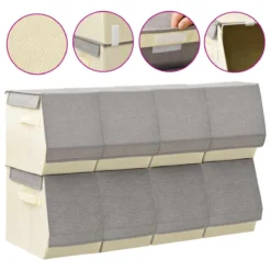 VidaXL Boîtes De Rangement Empilables Avec Couvercle 8 Pcs Tissu