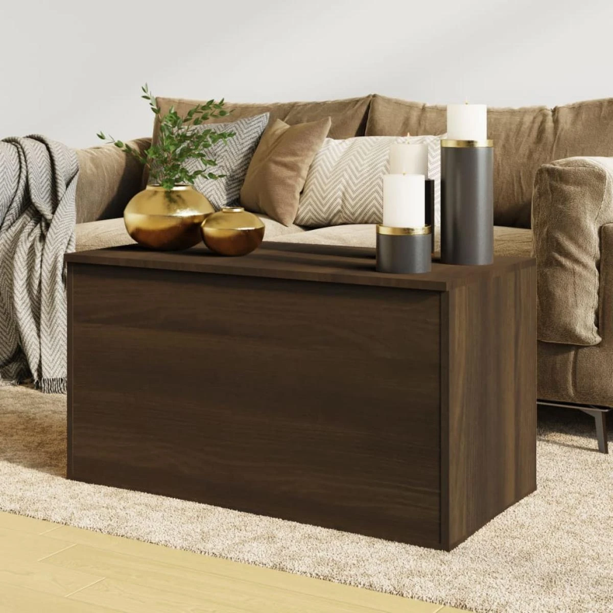 VidaXL Coffre De Rangement Chêne Marron 84x42x46 Cm Bois D'ingénieri...
