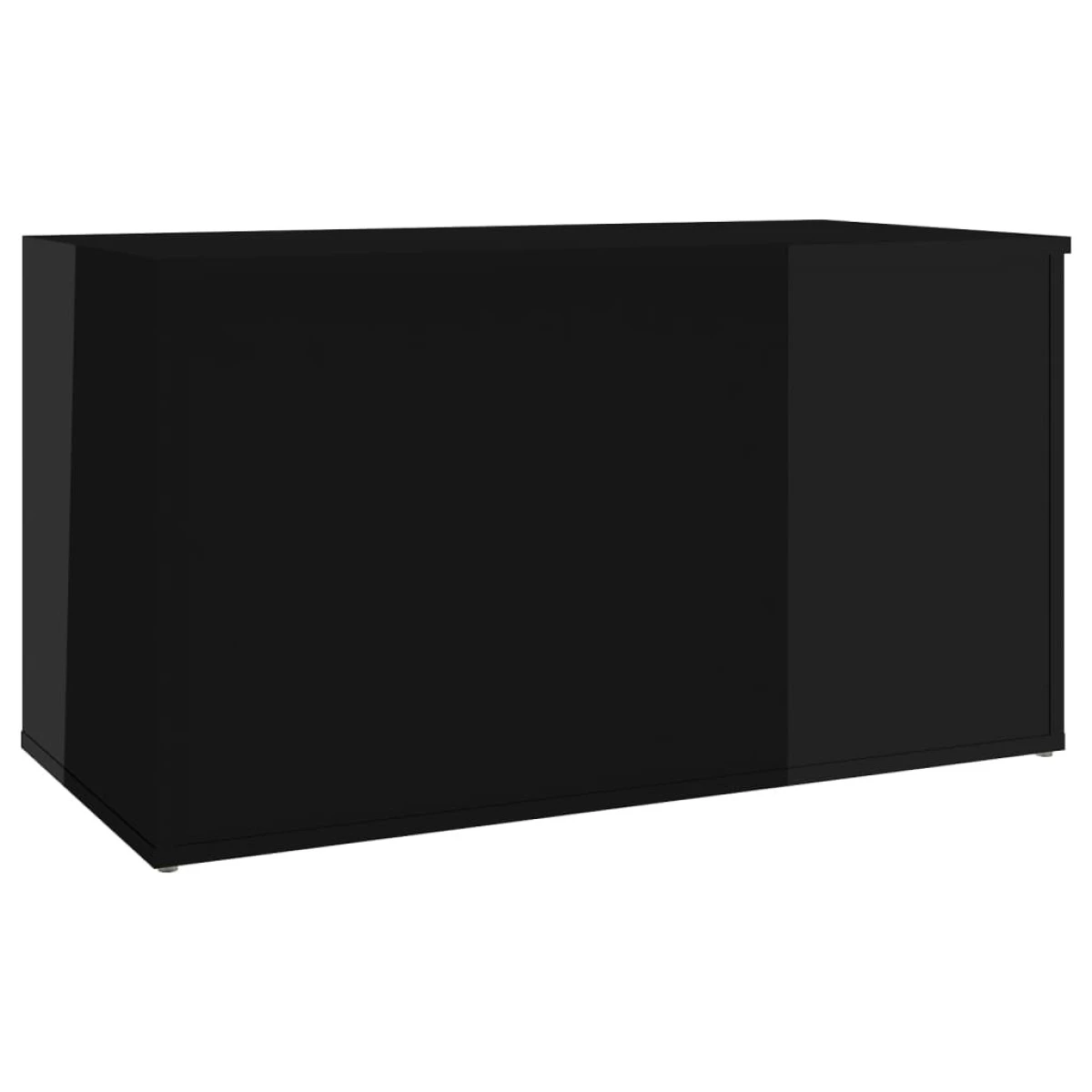 VidaXL Coffre De Rangement Noir Brillant 84x42x46 Cm Bois D'ingénieri... – Image 5